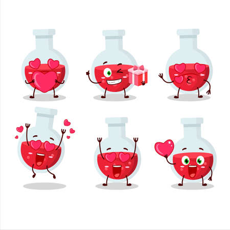 Red potion cartoon character with love cute emoticonのイラスト素材