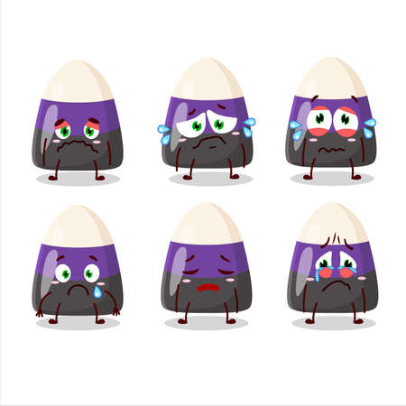 Blue candy corn cartoon character with sad expressionのイラスト素材