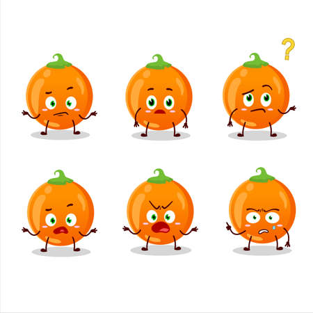 Cartoon character of halloween orange candy with what expressionのイラスト素材