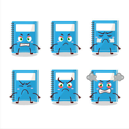 Blue study book cartoon character with various angry expressionsのイラスト素材