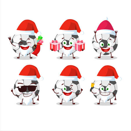 Santa Claus emoticons with soccer ball cartoon characterのイラスト素材
