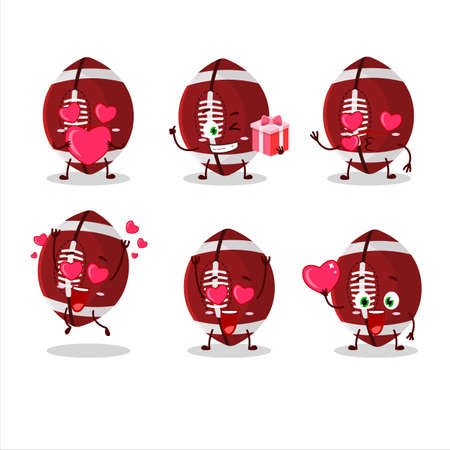Rugby ball cartoon character with love cute emoticonのイラスト素材