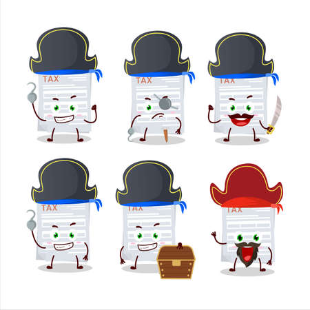 Cartoon character of tax payment with various pirates emoticonsのイラスト素材