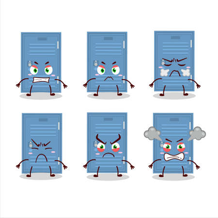 Locker cartoon character with various angry expressionsのイラスト素材