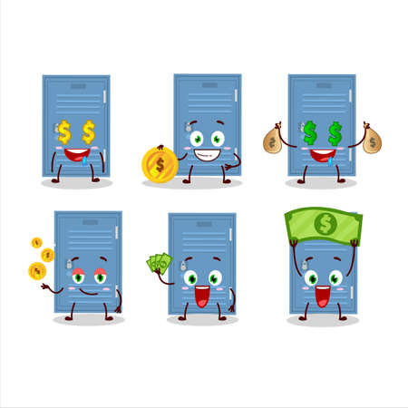 Locker cartoon character with cute emoticon bring moneyのイラスト素材