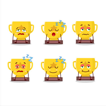 Cartoon character of gold trophy with sleepy expressionのイラスト素材