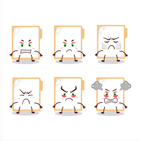 Brown manila folder cartoon character with various angry expressionsのイラスト素材