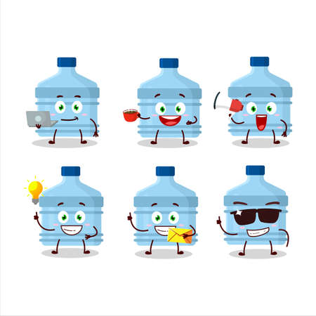 Gallon cartoon character with various types of business emoticonsのイラスト素材