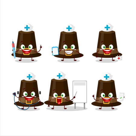 Doctor profession emoticon with brown pilgrims hat cartoon characterのイラスト素材