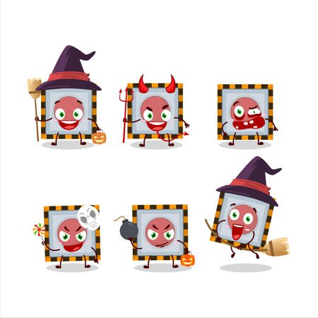 Halloween expression emoticons with cartoon character  emergency buttonのイラスト素材