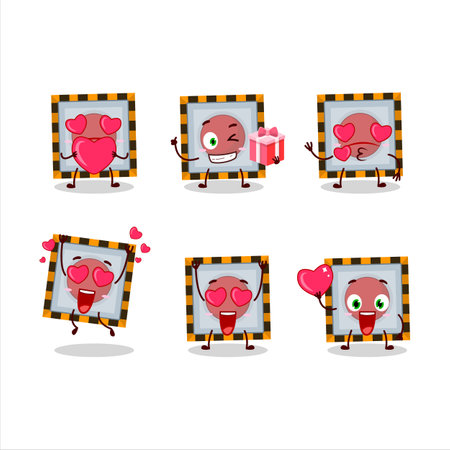 emergency button cartoon character with love cute emoticonのイラスト素材