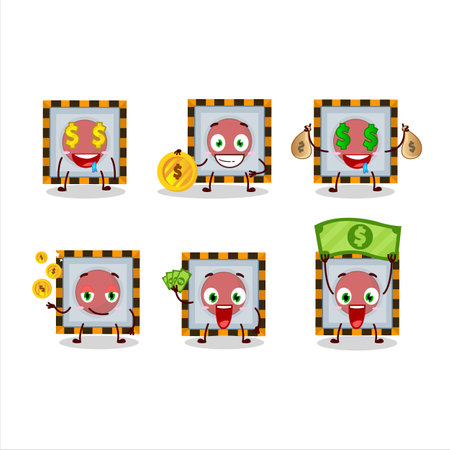 emergency button cartoon character with cute emoticon bring moneyのイラスト素材
