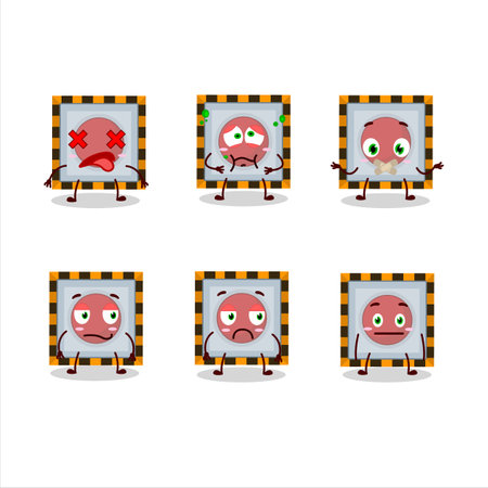 emergency button cartoon character with nope expressionのイラスト素材