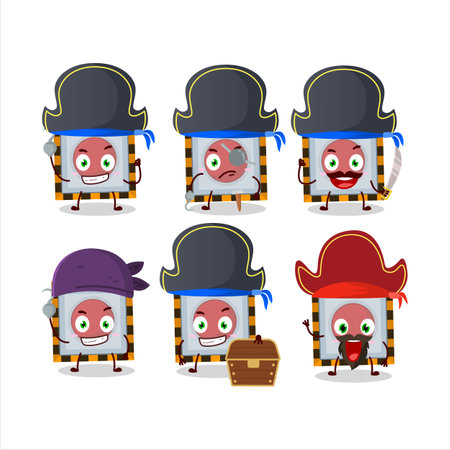 Cartoon character of  emergency button with various pirates emoticonsのイラスト素材