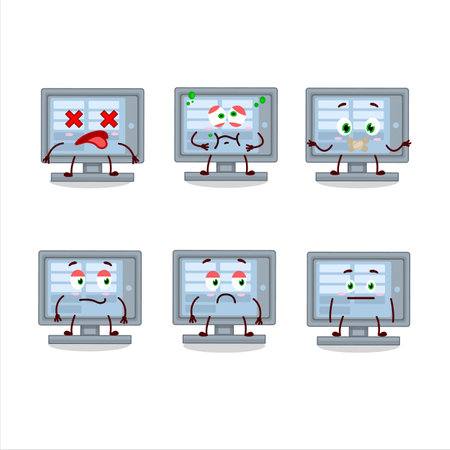 monitor cartoon character with nope expressionのイラスト素材