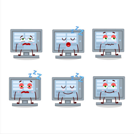 Cartoon character of  monitor with sleepy expressionのイラスト素材