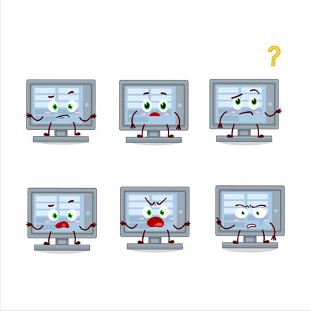 Cartoon character of   monitor with what expressionのイラスト素材