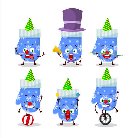 Cartoon character of blue gloves with various circus showsのイラスト素材