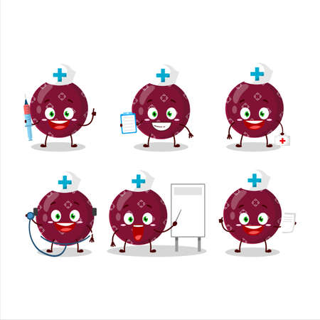 Doctor profession emoticon with christmas ball dark purple cartoon characterのイラスト素材