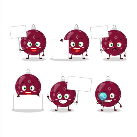 Christmas ball dark purple cartoon character bring information boardのイラスト素材