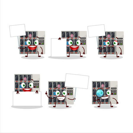 vending machine cartoon character bring information boardのイラスト素材