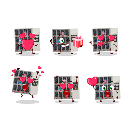 vending machine cartoon character with love cute emoticonのイラスト素材