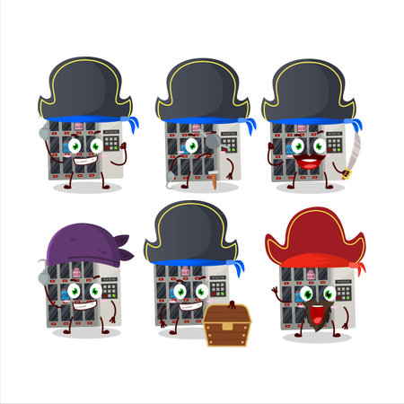 Cartoon character of   vending machine with various pirates emoticonsのイラスト素材