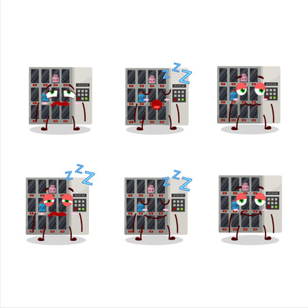 Cartoon character of  vending machine with sleepy expressionのイラスト素材