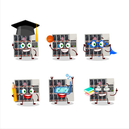 School student of  vending machine cartoon character with various expressionsのイラスト素材