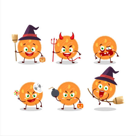 Halloween expression emoticons with cartoon character of orange pieのイラスト素材