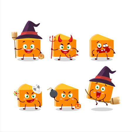 Halloween expression emoticons with cartoon character of pumpkin cakeのイラスト素材
