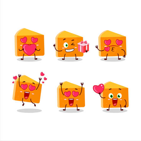 Pumpkin cake cartoon character with love cute emoticonのイラスト素材