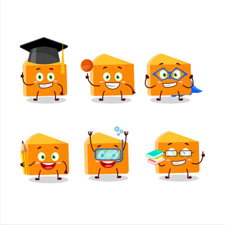 School student of pumpkin cake cartoon character with various expressionsのイラスト素材