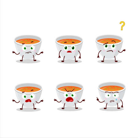 Cartoon character of pumpkin cream soup with what expressionのイラスト素材