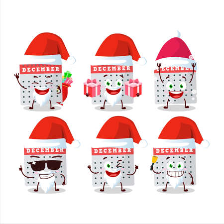 Santa Claus emoticons with december calendar cartoon characterのイラスト素材