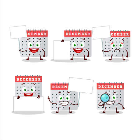 December calendar cartoon character bring information boardのイラスト素材