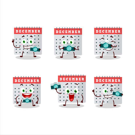 Photographer profession emoticon with december calendar cartoon characterのイラスト素材