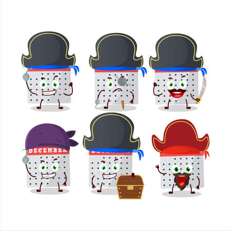 Cartoon character of december calendar with various pirates emoticonsのイラスト素材