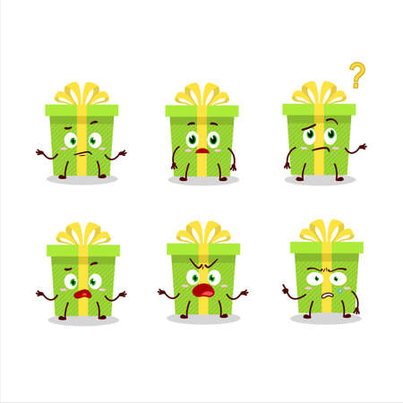 Cartoon character of green christmas gift with what expressionのイラスト素材