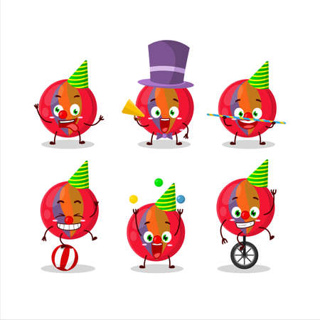 Cartoon character of red marbles with various circus showsのイラスト素材