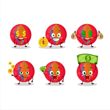 Red marbles cartoon character with cute emoticon bring moneyのイラスト素材