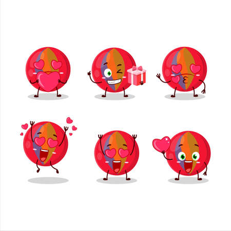 Red marbles cartoon character with love cute emoticonのイラスト素材