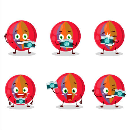 Photographer profession emoticon with red marbles cartoon characterのイラスト素材