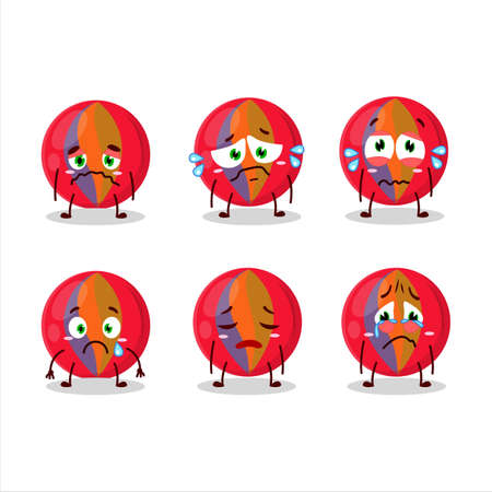 Red marbles cartoon character with sad expressionのイラスト素材