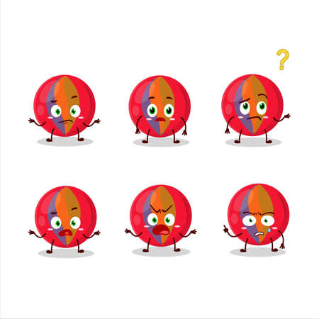 Cartoon character of red marbles with what expressionのイラスト素材