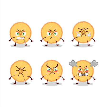 Savory pie cartoon character with various angry expressionsのイラスト素材