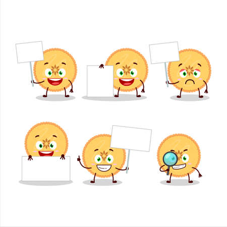 Savory pie cartoon character bring information boardのイラスト素材