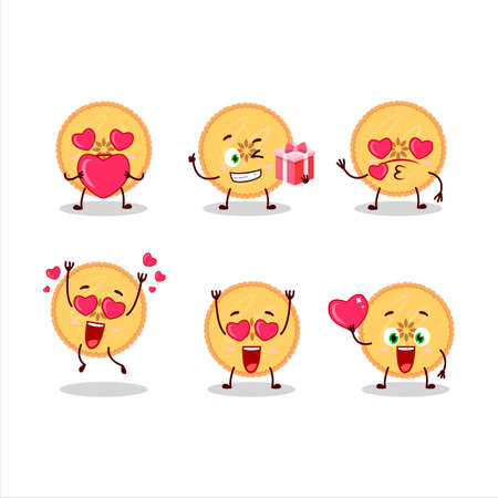 Savory pie cartoon character with love cute emoticonのイラスト素材