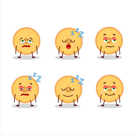 Cartoon character of savory pie with sleepy expressionのイラスト素材