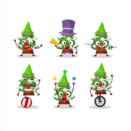 Cartoon character of green snow christmas tree with various circus showsのイラスト素材